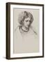 Head and Shoulders Portrait Sketch of Woman with Eyes Downcast, 19Th Century (Pen, Ink)-John Brett-Framed Giclee Print