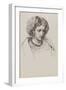 Head and Shoulders Portrait Sketch of Woman with Eyes Downcast, 19Th Century (Pen, Ink)-John Brett-Framed Giclee Print