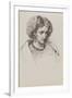 Head and Shoulders Portrait Sketch of Woman with Eyes Downcast, 19Th Century (Pen, Ink)-John Brett-Framed Giclee Print