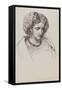 Head and Shoulders Portrait Sketch of Woman with Eyes Downcast, 19Th Century (Pen, Ink)-John Brett-Framed Stretched Canvas