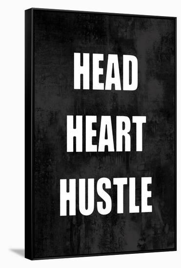 Head Heart Hustle on Black-Jamie MacDowell-Framed Stretched Canvas