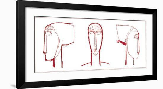 Head in Red-Amedeo Modigliani-Framed Serigraph