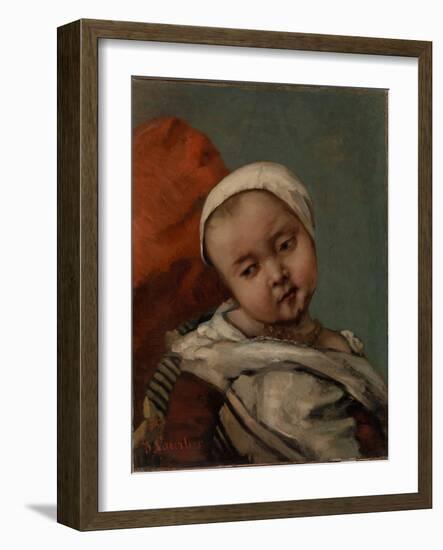 Head of a Baby, 1865 (Oil on Canvas)-Gustave Courbet-Framed Giclee Print