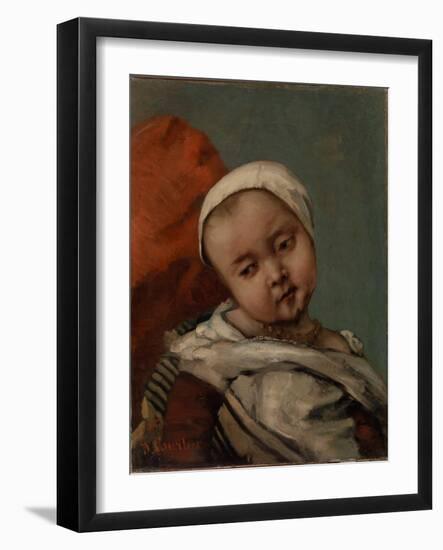 Head of a Baby, 1865 (Oil on Canvas)-Gustave Courbet-Framed Giclee Print