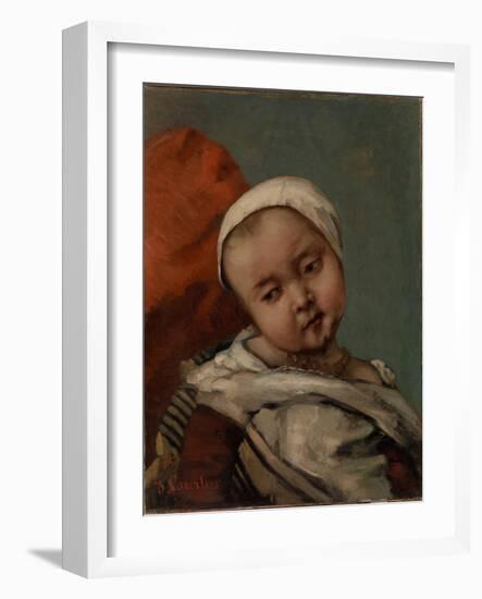 Head of a Baby, 1865 (Oil on Canvas)-Gustave Courbet-Framed Giclee Print