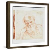 Head of a Bearded Man Looking Down-Giuseppe Cesari-Framed Giclee Print