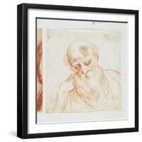 Head of a Bearded Man Looking Down-Giuseppe Cesari-Framed Giclee Print