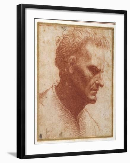 Head of a Beardless Man Looking Downward-Giovanni Agostino Da Lodi-Framed Giclee Print