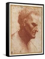 Head of a Beardless Man Looking Downward-Giovanni Agostino Da Lodi-Framed Stretched Canvas