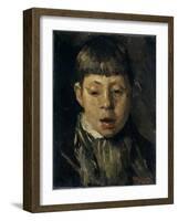 Head of a Boy from the Front, the Gaze Directed Downward-Willem de Zwart-Framed Art Print