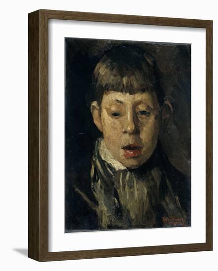Head of a Boy from the Front, the Gaze Directed Downward-Willem de Zwart-Framed Art Print