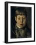 Head of a Boy from the Front, the Gaze Directed Downward-Willem de Zwart-Framed Art Print