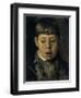 Head of a Boy from the Front, the Gaze Directed Downward-Willem de Zwart-Framed Art Print