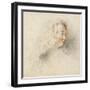 Head of a Boy in Profile (Black & Red Chalk on Stained Off-White Paper)-Jean Antoine Watteau-Framed Giclee Print