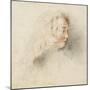 Head of a Boy in Profile (Black & Red Chalk on Stained Off-White Paper)-Jean Antoine Watteau-Mounted Giclee Print