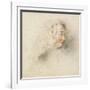 Head of a Boy in Profile (Black & Red Chalk on Stained Off-White Paper)-Jean Antoine Watteau-Framed Giclee Print