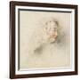 Head of a Boy in Profile (Black & Red Chalk on Stained Off-White Paper)-Jean Antoine Watteau-Framed Giclee Print