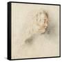 Head of a Boy in Profile (Black & Red Chalk on Stained Off-White Paper)-Jean Antoine Watteau-Framed Stretched Canvas