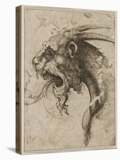 Head of a Chimera Par Franco (Called Semolei) (Pen, Brown Indian Ink on Paper)-Giovanni Battista Franco-Stretched Canvas