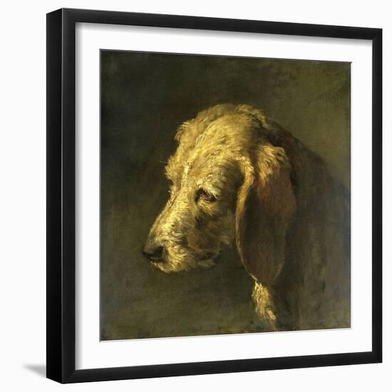 Head of a Dog, by Nicolas Toussaint Charlet, C. 1820-45-Nicolas Toussaint Charlet-Framed Art Print