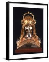 Head of a Girl, 1900 (Bronze, Silver and Parcel Gilt)-Alphonse Mucha-Framed Giclee Print