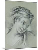Head of a Girl Looking Down to the Right-Francois Boucher-Mounted Giclee Print