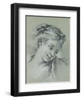 Head of a Girl Looking Down to the Right-Francois Boucher-Framed Giclee Print