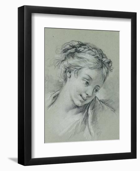 Head of a Girl Looking Down to the Right-Francois Boucher-Framed Giclee Print