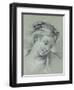 Head of a Girl Looking Down to the Right-Francois Boucher-Framed Giclee Print