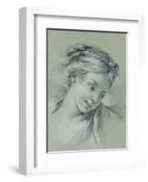 Head of a Girl Looking Down to the Right-Francois Boucher-Framed Giclee Print