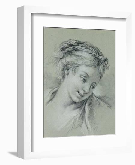 Head of a Girl Looking Down to the Right-Francois Boucher-Framed Giclee Print