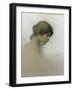 Head of a Girl (Pencil and Chalk on Paper)-Franz Dvorak-Framed Giclee Print