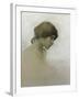 Head of a Girl (Pencil and Chalk on Paper)-Franz Dvorak-Framed Giclee Print