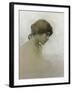 Head of a Girl (Pencil and Chalk on Paper)-Franz Dvorak-Framed Giclee Print