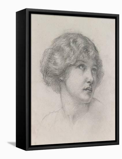 Head of a Girl (Pencil on Paper)-Walter John Knewstub-Framed Stretched Canvas