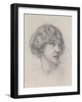 Head of a Girl (Pencil on Paper)-Walter John Knewstub-Framed Giclee Print