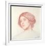 Head of a Girl (Red Chalk on Paper)-John William Waterhouse-Framed Giclee Print