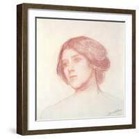 Head of a Girl (Red Chalk on Paper)-John William Waterhouse-Framed Giclee Print