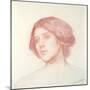 Head of a Girl (Red Chalk on Paper)-John William Waterhouse-Mounted Giclee Print