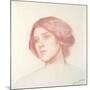 Head of a Girl (Red Chalk on Paper)-John William Waterhouse-Mounted Giclee Print