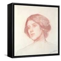 Head of a Girl (Red Chalk on Paper)-John William Waterhouse-Framed Stretched Canvas