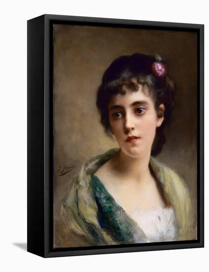 Head of a Girl-Gustave Jacquet-Framed Stretched Canvas