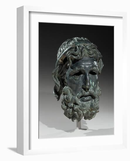 Head of a God or Hero (Bronze)-Greek school-Framed Giclee Print