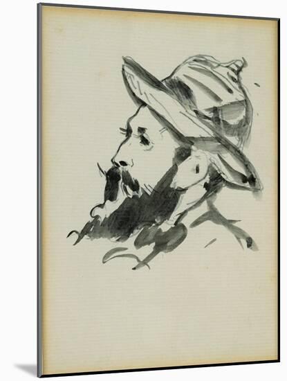 Head of a Man (Claude Monet) 1874 (Pen and Ink Wash on Paper)-Edouard Manet-Mounted Giclee Print