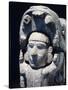 Head of a Man Coming Out of the Mouth of a Jaguar, Artifact Originating from Chichen Itza, Yucatan-null-Stretched Canvas