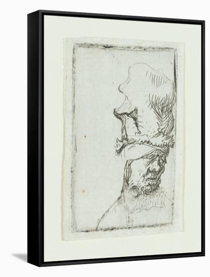 Head of a Man in a High Cap-Rembrandt van Rijn-Framed Stretched Canvas