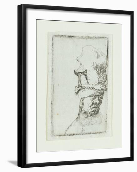 Head of a Man in a High Cap-Rembrandt van Rijn-Framed Giclee Print