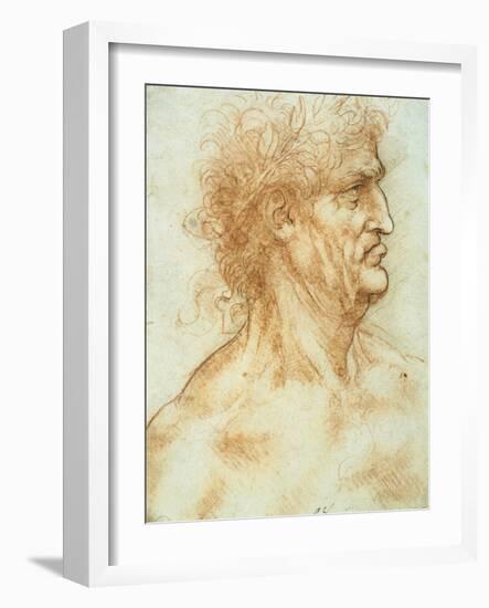 Head of a Man in Profile-Leonardo da Vinci-Framed Giclee Print