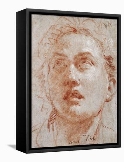 Head of a Man Looking Up-Giovanni Battista Tiepolo-Framed Stretched Canvas