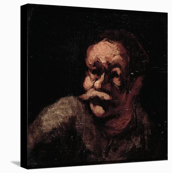 Head of a Man (Oil on Panel)-Honore Daumier-Stretched Canvas